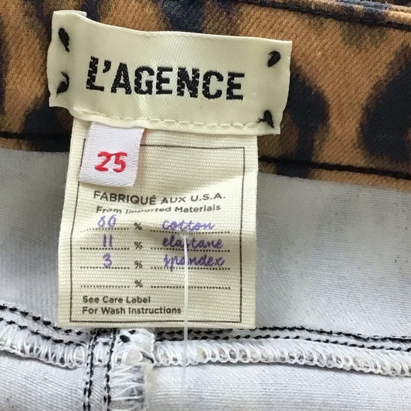 L’AGENCE Margot Skinny Jeans Size 25 Cheetah Leopard Print Cropped Denim Stretch - Picture 5 of 14